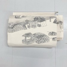 Antique Pure Silk Nagoya Obi: A Charming Edo Townscape Motif From Japan picture