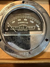 Vintage NOS Aristo-Aire Pyrometer 0-1500°F Gauge - C345J - Bezel, Template & Box picture