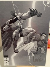Batman And Robin Signed Print Comic Book Size By Eddie Nunez W/COA picture
