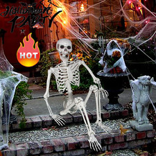 5ft Giant Halloween Human Skeleton Poseable Full Life Size Decoration Party Prop picture