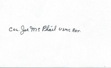 Joe MacPhail signed 3x5 index card WW II Hell Hawks P-47 Pilot RARE COA LOOK picture