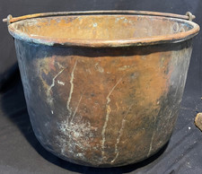 Large Antique Copper Candy Kettle Cauldron 22” Iron Bail picture