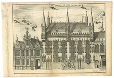 1720 antique drawing of The Bruges Town Hall La Greefe Maison de Ville Chapelle picture
