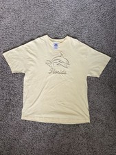 VTG 90S FLORIDA XL SHIRT YELLOW MURINA MADE IN USA EMBROIDERED STATE DOLPHINS  picture