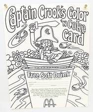 McDONALDS PREMIUM '74 CAPTAIN CROOK's COLOR 'n COKE CARD Free Coca Cola NO STAIN picture
