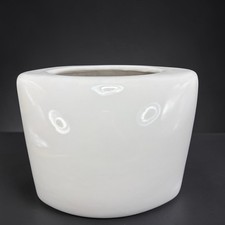 Haeger White Ceramic Vase H8441 Minimalist Glossy Mid Century Modern 7x8 inch picture
