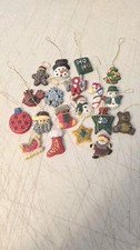 Lot of 19 Miniature Resin Christmas Ornaments Cardinal Santa Snowman Stocking picture