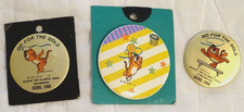 3x Vintage Seoul 1988 Olympics Pin Button Go for the Gold Hodori Olympics Korea picture