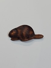 Beaver Lapel Pin Hand Tooled & Painted Leather picture