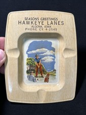 Vintage Advertising Ashtray Hawkeye Lanes Algona Iowa Golf picture