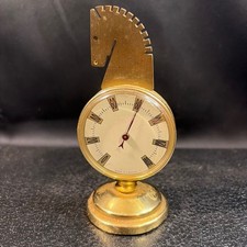 Vintage French Brass Horse Head Desk Thermometer Art Deco Mid Century France picture