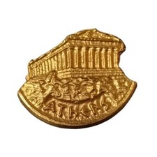 Acropolis of Athens Greece Gold Tone Travel Souvenir Pin picture