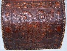 Antique Embossed Hand Tooled Leather Letter/Bill Holder w/ Extras picture