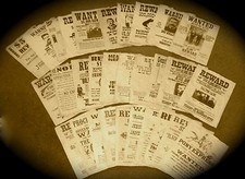 Old West Outlaws Wanted Posters Large Lot of 30 Jesse James Wyatt Earp Tombstone picture