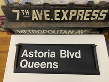 NYC NY SUBWAY ROLL SIGN VINTAGE COLLECTIBLE NYCTA ART ASTORIA BOULEVARD QUEENS picture