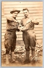Postcard Army 5th NW Nett Warrior Washington DC Soldiers Eating Mess Kit RPPC picture