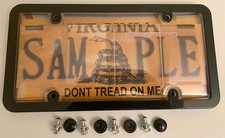 4th Gen. Phantom Tag Protector Clear License Plate Cover & Black Frame w/Bolts & picture