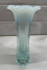Fenton Glass Sheffield Aquamarine Blue Ruffled Edge Bud Vase 6.5 Inches Tall picture
