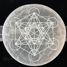 4” Selenite Charging Plate/ Grid Metatrons cube picture