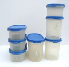 Tupperware Modular Mates LOT of 7 Containers Blue Lids picture
