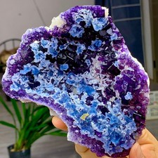 1.11LB Rare Transparent Purple+blue Cube Fluorite Mineral Crystal Specimen picture