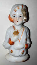 Antique Japan Pin Cushion Sewing Half Doll Figurine hand painted Flapper Girl  picture