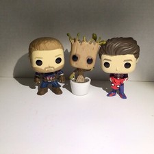 Marvel Funko Lot, Loose (Captain America w/beard, Plant Groot, & PS4 Spider-Man) picture