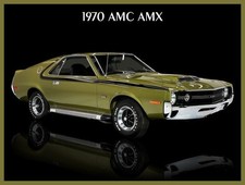 Customized 1970 AMC AMX in Olive Green Metal Sign: 12x16