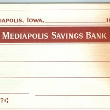 c1950s Mediapolis Iowa Bank Personal Blank Check Vintage Banking Document IA 7W picture