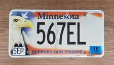 2018 Minnesota Support Our Troops License Plate Tag  #567EL  Bald Eagle picture