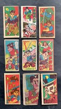 Akado Suzunosuke swordsman Kendo samurai Chanbara Japan Menko card  9pcs vtg b2 picture