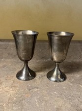2 Vintage Kirk Stieff -inspired Pewter Wine Goblets Chalice 6in. picture