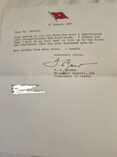 United States Military Academy Fred A. Gorden First To Serve Commander Letter  picture