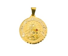 14k gold , large round Santa Barbara pendant picture
