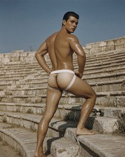 Gay Interest White Male Model Posing Pouch Muscular Back Stairs Beefcake M007285 picture