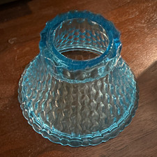vintage blue glass honeycomb/diamond-quilted pagoda fairy lamp dome top ONLY picture