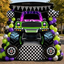 118pcs Monster Truck Trunk or Treat Car Decorations Kit Halloween Backdrop picture
