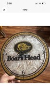 BOAR’S HEAD BRAND Logo Promotional Glass Clock WORKING RARE picture