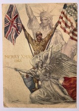 Vintage WW2 Era 1944 Patriotic Xmas Card Framed picture