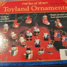 Set Of 18 Mini Toyland Christmas Ornaments Hand Painted Polystone Giftco New picture