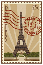 Special Paris, France - Letterpress Stamp - Eiffel Tower Lantern Press Postcard picture