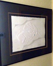 Embossed Paper Panel and Sand Etched Glass 