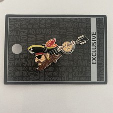 Exclusive Hard Rock Cafe CAYMAN ISLANDS PIRATE Guitar PIN - Brand New on Card picture