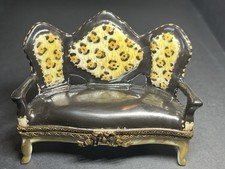 LIMOGES Trinket Box Sofa Leopard Print Hand Painted Vintage From France Numbered picture