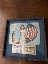 VTG 1943 Lady Liberty Promotional Thermometer/Calendar “Remember Pearl Harbor