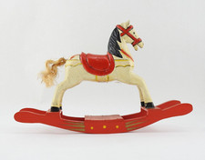 Vintage Rocking Horse Wooden Folk Art Hand Painted Carved Wood 10