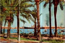 (2421) 30-3-2026 - Spain (posted to France) Alicante Esplanade + cargo ship picture