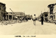 Compton, California CA The Main Street 1933 Earthquake Damage Postcard RPPC picture