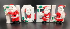 Vintage 50s Relco Japan Santa NOEL Candle Holder Set 4 Pc Ceramic MCM Christmas picture
