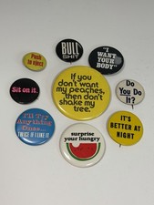 Vintage 60’s 70’s Sarcastic Novelty 9 Buttons Pin Back Funny Adult Humor.    AH picture